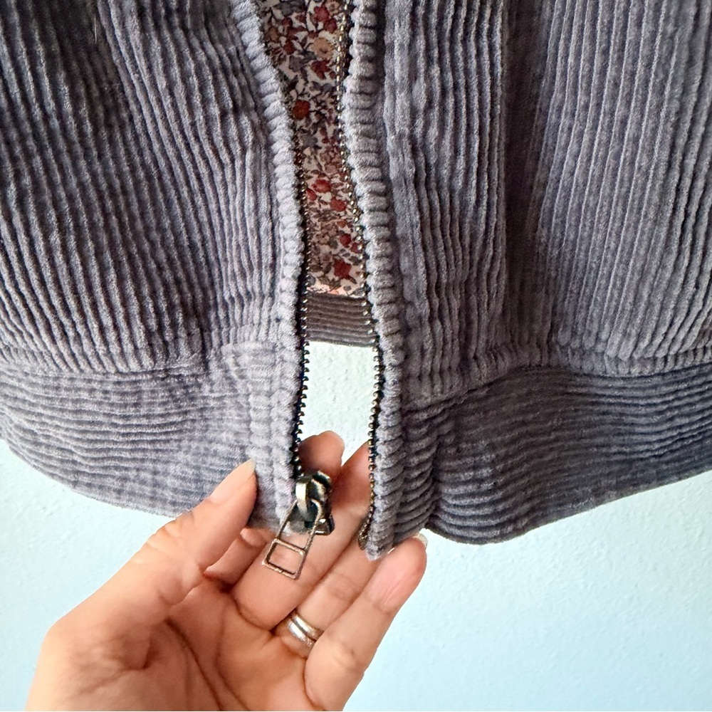 Men's Gray and Mustard Corduroy Zip-Front Shirt Jacket - Picture 10 of 16